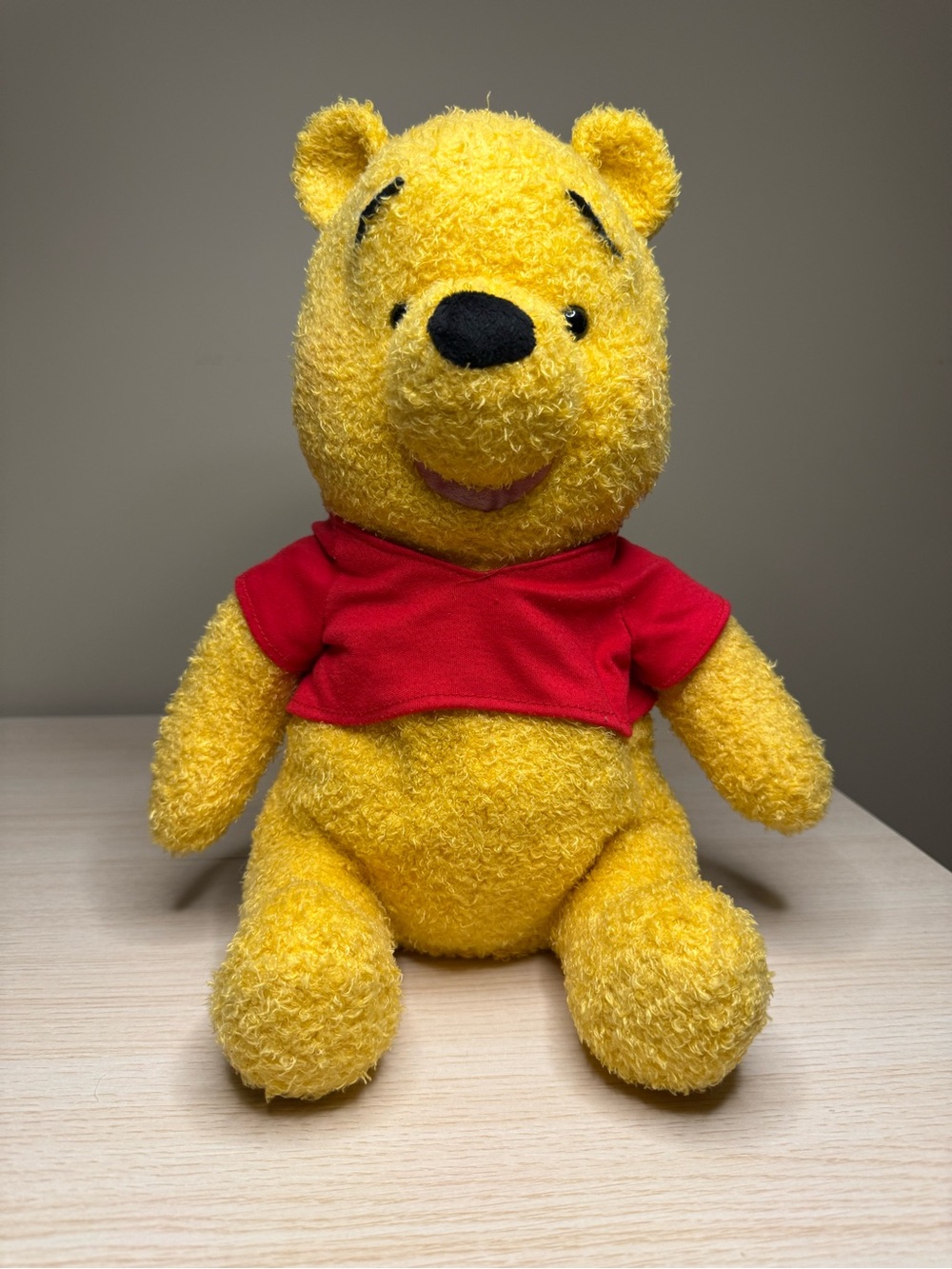 Vintage Disney Winnie the Pooh Plush | Curly Fur & Red Shirt